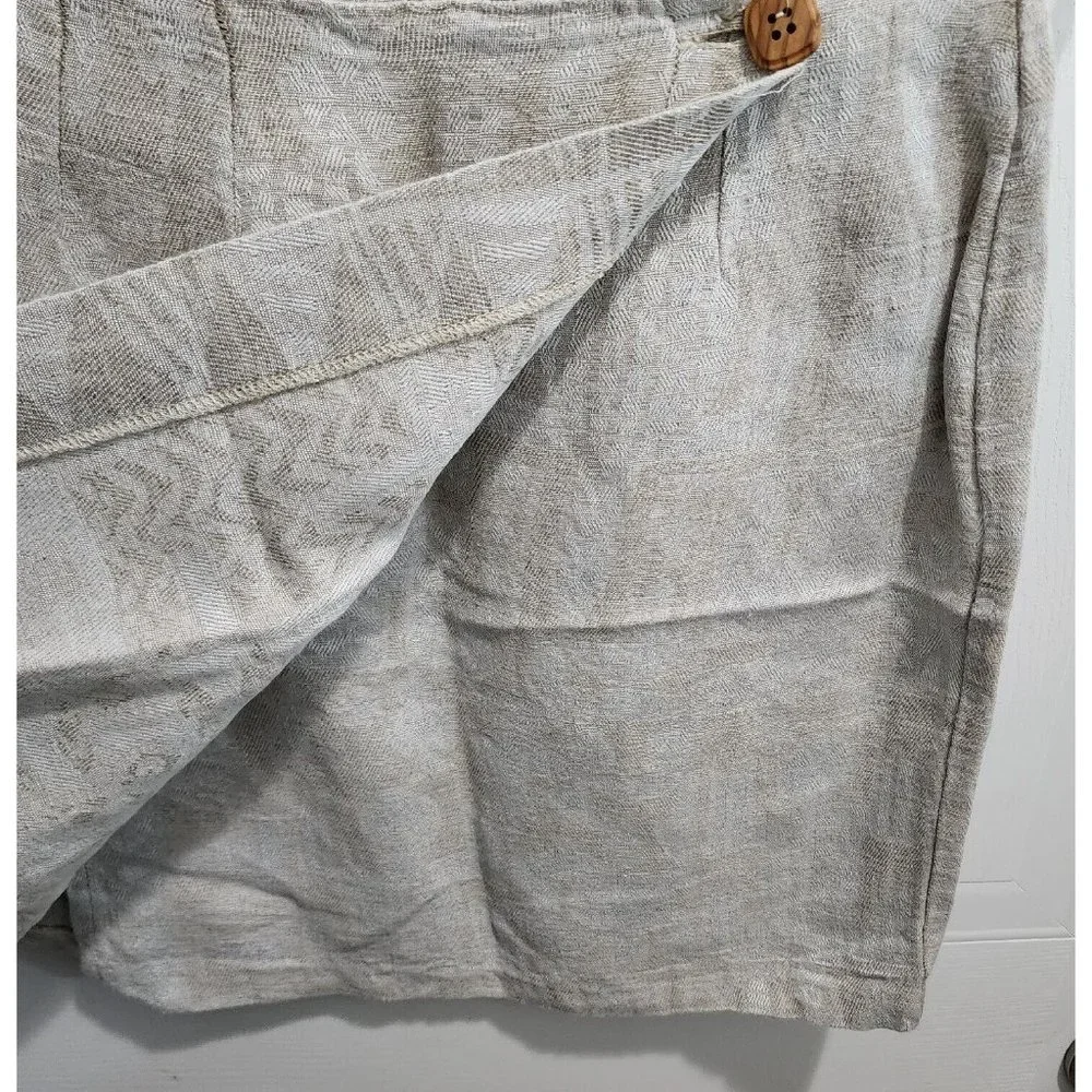 Vtg Campaigne International Express Linen Blend Mini Wrap Skirt Beige Size 9/10‎